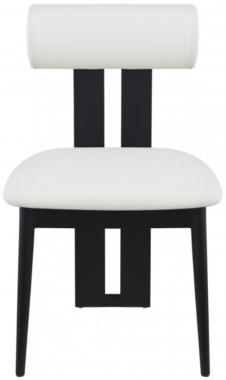 Meridian Furniture Dario Cream/Black Vegan Leather Dining Chair-1