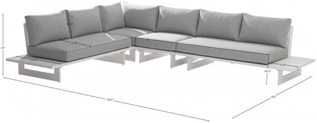 Meridian Furniture Maldives 4-Piece Gray Fabric Outdoor 102" Modular Sectional-4