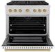 ZLINE Autograph Edition Paramount 36" Satin Stainless Steel Pro Style Dual Fuel Range with White Matte Door and Champagne Bronze Accents-1