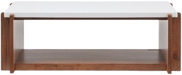 Flexsteel® Lincoln White Coffee Table with Walnut Base and Casters-3