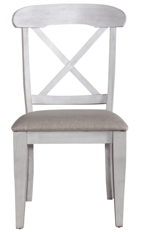 Liberty Furniture Ocean Isle Antique White/Gray Upholstered X-Back Side Chair-2