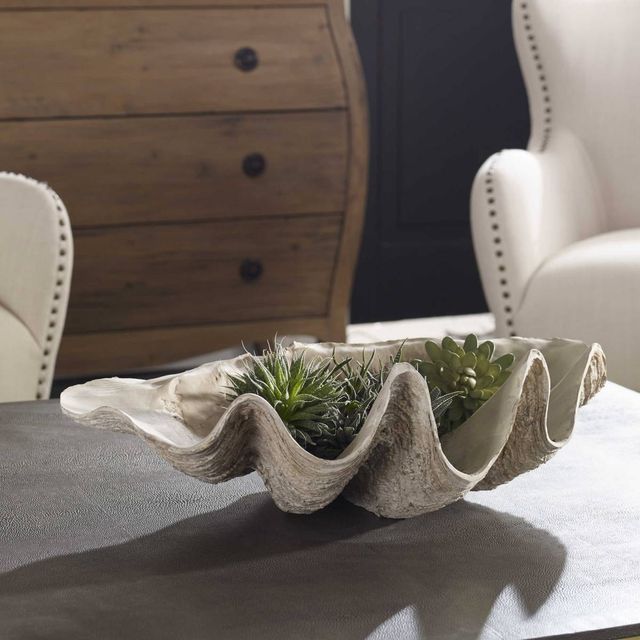 Uttermost® Antique White Clam Shell Bowl-1