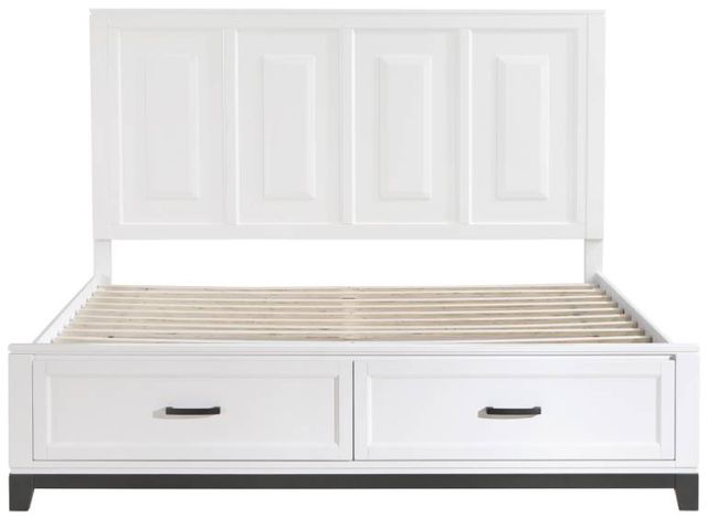 Homelegance® Garretson Metallic Gray/White Eastern King Panel Bed with Footboard Storage-2