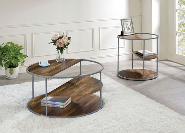 Furniture of America® Orrin Gray and Walnut End Table-1