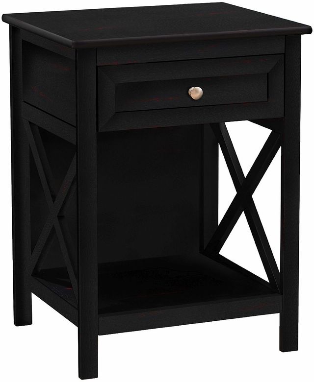 Monarch Specialties Inc. Black Veneer 2-Tier Storage End Table-0