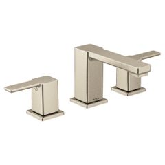 Moen® 90 Degree Brushed Nickel Two-Handle Low Arc Bathroom Faucet
