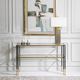 Uttermost® Kentmore Glass Top Console Table with Matte Black and Gold Frame-1