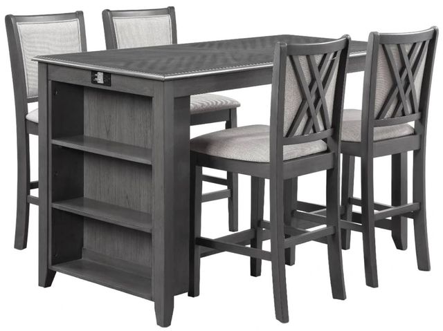 New Classic® Home Furnishings Amy 5-Piece Gray Counter Dining Set-0
