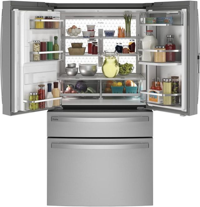 GE Profile™ 36'' 22.3 Cu. Ft. Fingerprint Resistant Stainless Smart Counter Depth French Door Refrigerator with Door In Door-3