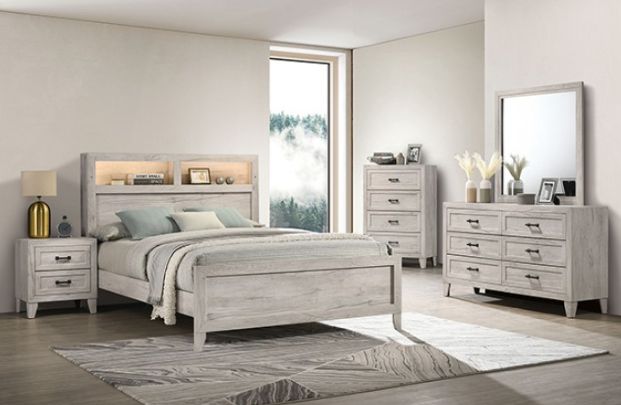Furniture of America® Mysen 4-Piece White Wash Queen Bedroom Set-0