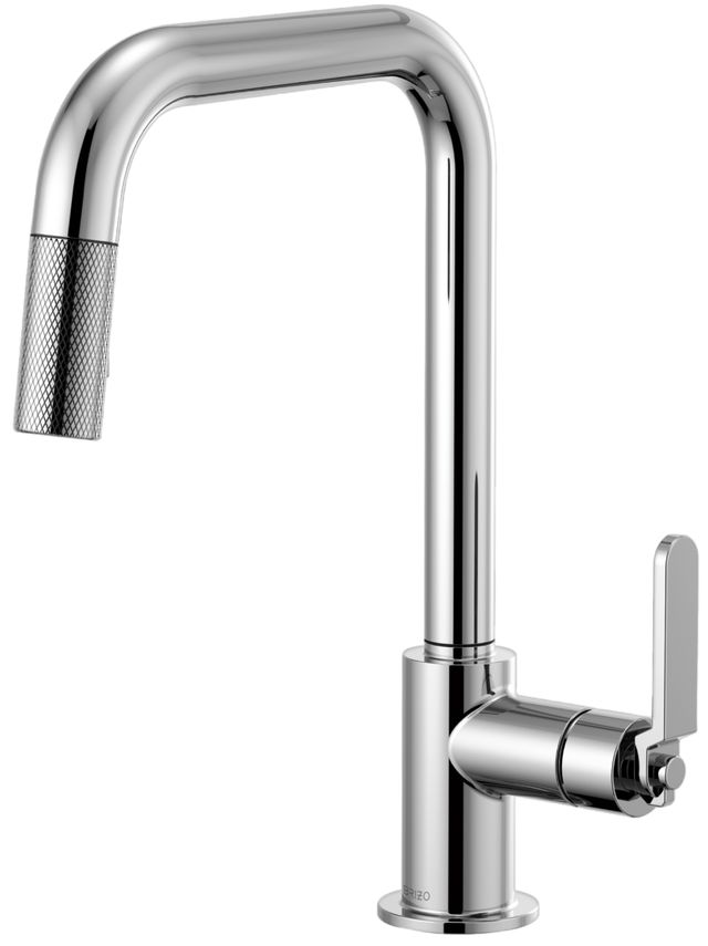 Brizo Litze® Polished Chrome Pull-Down Faucet with Square Spout and Industrial Handle-0