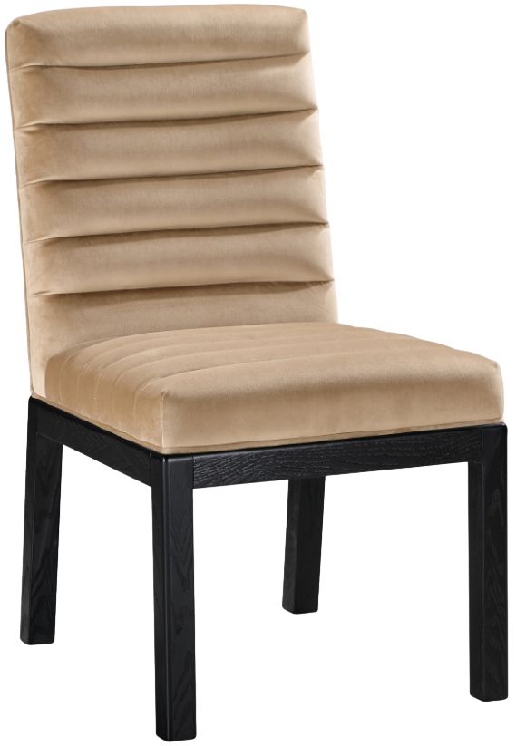 Meridian Furniture Evelyn Beige/Black Velvet Upholstered Side Chair-0