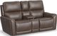 Flexsteel® Carter Cappuccino Power Reclining Loveseat with Console and Power Headrests and Lumbar-0