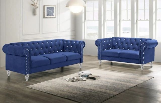 New Classic® Home Furnishings Emma Royal Blue Crystal Sofa-1