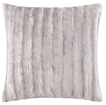Olliix by Madison Park Duke Grey Faux Fur Square Pillow-0