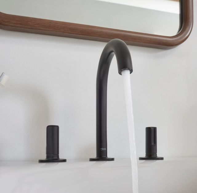 American Standard Studio® S Matte Black 8" Widespread 2-Handle Bathroom Faucet with Knob Handles-2