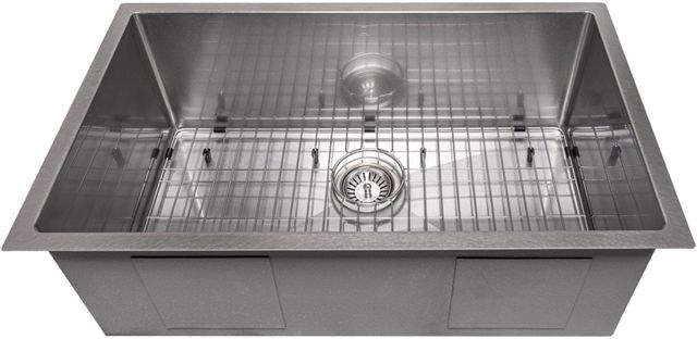 ZLINE Meribel 33" Satin Stainless Steel Undermount Single Bowl Kitchen Sink with Bottom Grid-1