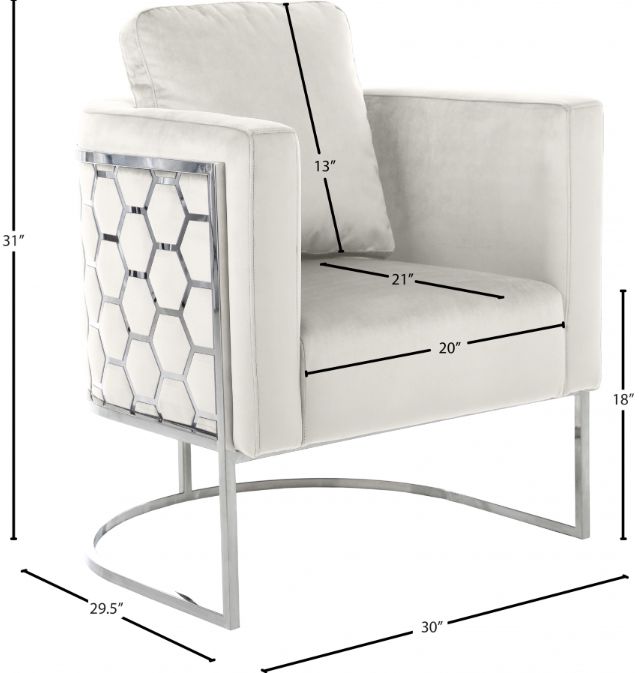 Meridian Furniture Casa Cream/Chrome Velvet Chair-3