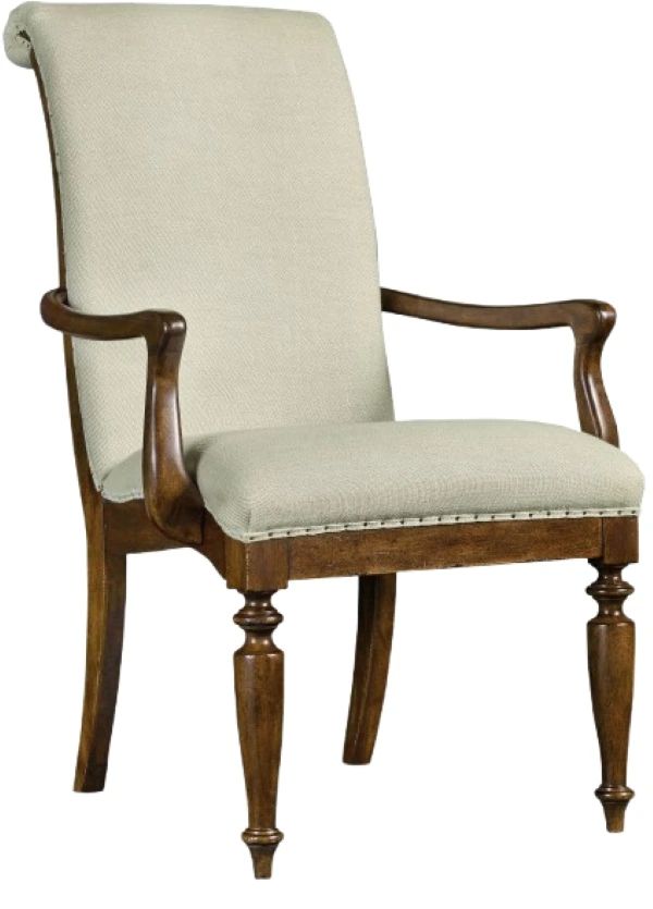 Hooker® Furniture Archivist Aubergine Linen/Pecky Pecan Dining Arm Chair-0