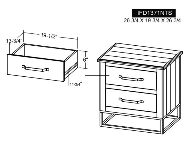 International Furniture Direct Teak Stained Dark Nightstand-2