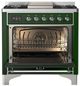 Ilve® Majestic III 36" Emerald Green Pro Style Dual Fuel Liquid Propane Range with 6 Black Brass Burners and Chrome Trim-1
