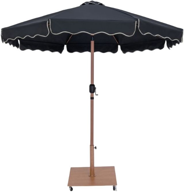 Meridian Furniture Amalfi Black/Teak Aluminum Outdoor Patio Umbrella and Base-0