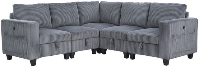 Homelegance® Walterboro 5-Piece Dark Gray Modular Sectional with Storage-0
