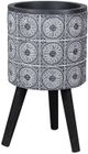 A & B Home Blue/White Small Tiled Pattern Planter-2