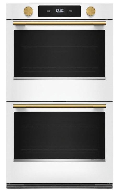 KitchenAid® 30” Porcelain White Smart Double Electric Wall Oven with Assisted Cooking Modes