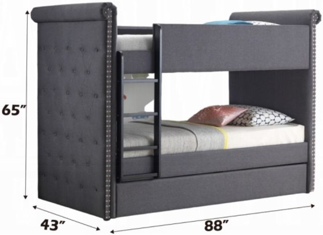 ACME Furniture Ramona II Gray Youth Twin Over Twin Bunk Bed with Trundle-2