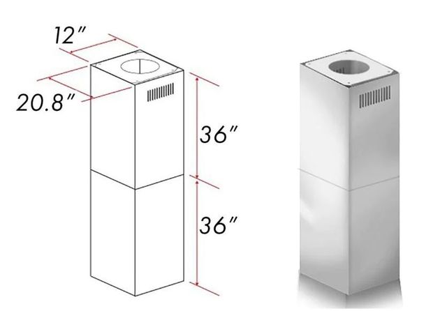 ZLINE 36" Stainless Steel Chimney Extension-2