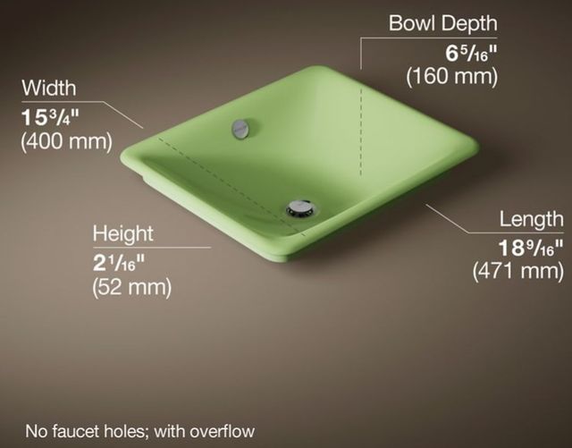 Kohler Iron Plains® Fresh Green 18.5" Rectangular Vessel Bathroom Sink-3