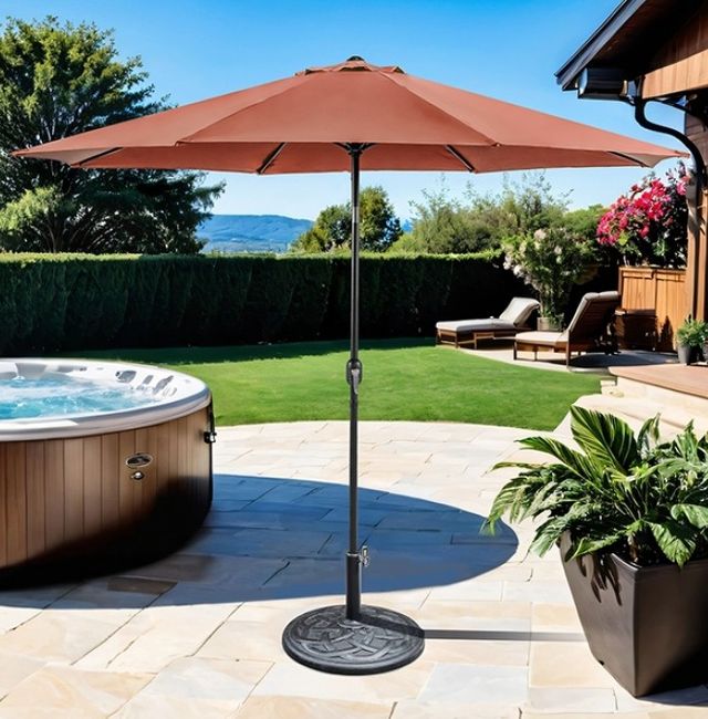 Furniture of America® Mora Burgundy Outdoor Umbrella with Base-1
