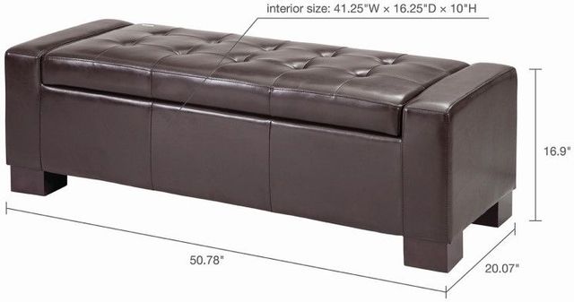 Olliix by Madison Park Brown Mirage Tufted Top Storage Bench-3