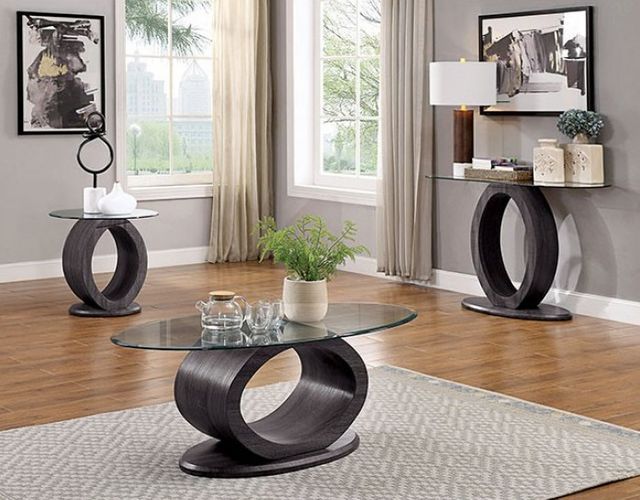 Furniture Of America® Lodia Glass Top End Table with Gray Base-1