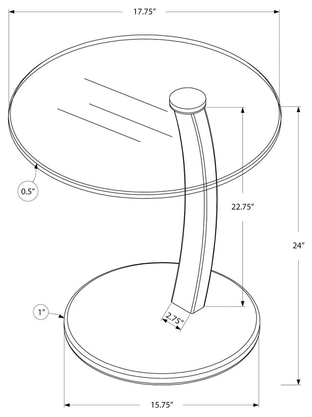 Monarch Specialties Inc. Tempered Glass Top Accent Table with White Bentwood Base-2