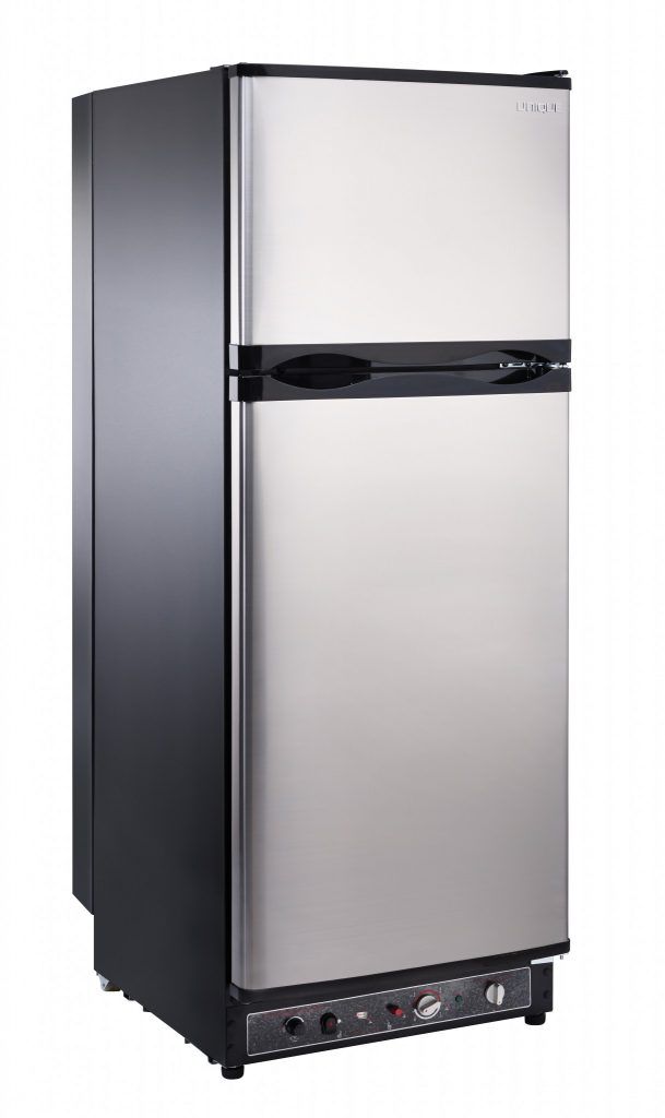Unique® Appliances 9.7 Cu. Ft. Stainless Standard Depth Freestanding Liquid Propane Top Freezer Refrigerator-2