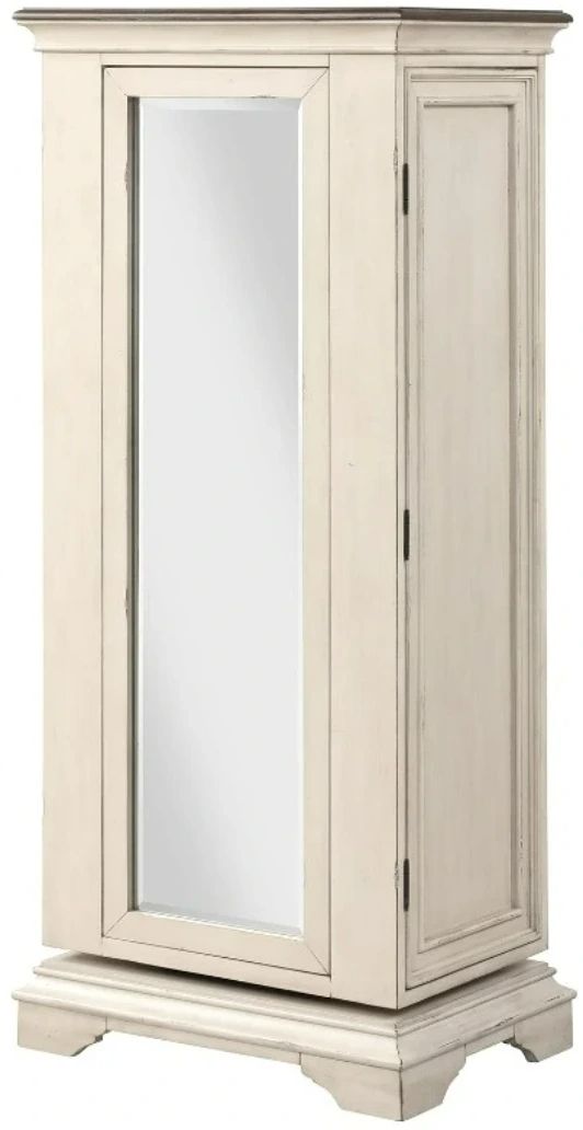 New Classic® Home Furnishings Anastasia Antique White Lingerie Swivel Chest with Mirror-3