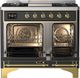 Ilve® Majestic III 40" Graphite Matte Pro Style Dual Fuel Liquid Propane Range with Solid Door and Brass Trim-4