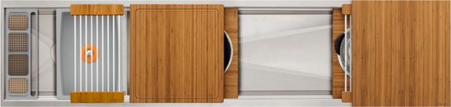 The Galley® Natural Golden Bamboo / Exclusive Gray Resin+ Ideal Work&WashStation™ 7D with Eight Tool Culinary Kit and Four Tool Wash Kit-0