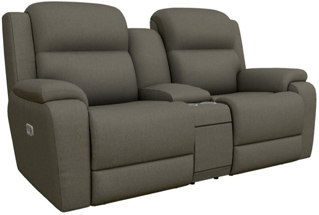 La-Z-Boy® Dorian Smoke Power Reclining Loveseat with Console, Headrest, and Lumbar-0