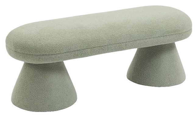 Meridian Furniture Drum Mint Faux Shearling Teddy Fabric Upholstered Bench-0