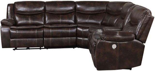 Coaster® Sycamore Dark Brown Upholstered Power Reclining Sectional Sofa-3