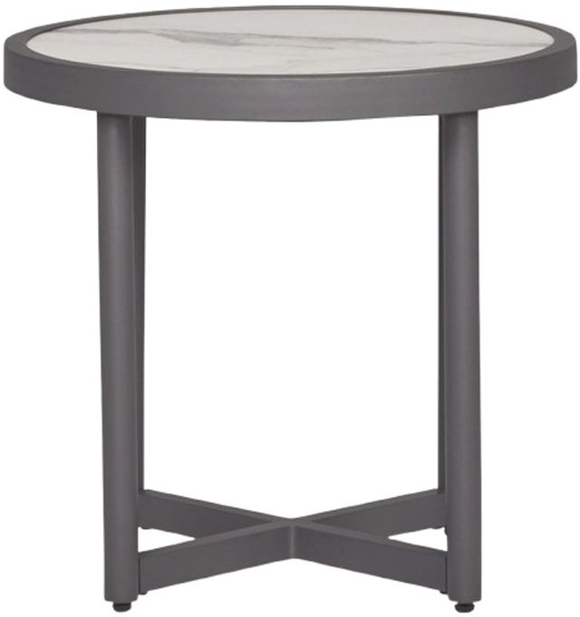 Signature Design by Ashley® North Island Gray Aluminum Outdoor End Table-2
