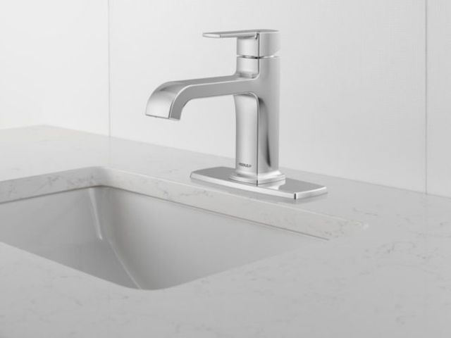 Peerless Ezra® Chrome Single Handle Curved Spout Lavatory Faucet-4