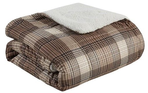 Olliix by Woolrich Lumberjack Brown 50x70" Polyester Cozy Spun and Berber Printed Throw-0