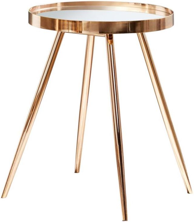 Coaster® Kaelyn Mirror Top End Table with Gold Tapered Legs-0