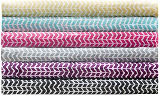 Olliix by Intelligent Design Purple Queen Chevron Printed Microfiber Sheet Set-1
