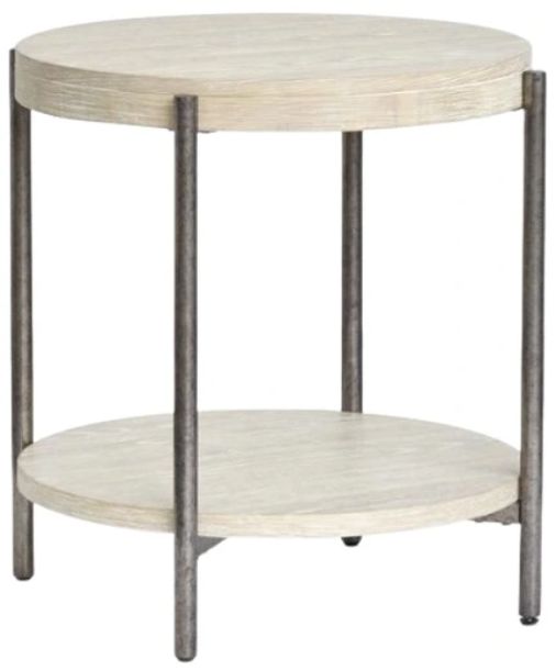 Magnussen Home® Jennings Edgecomb Gray End Table with Weathered Antique Nickel Base-0