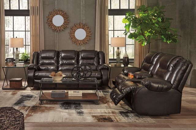 Signature Design by Ashley® Vacherie Chocolate Double Reclining Loveseat with Console-3